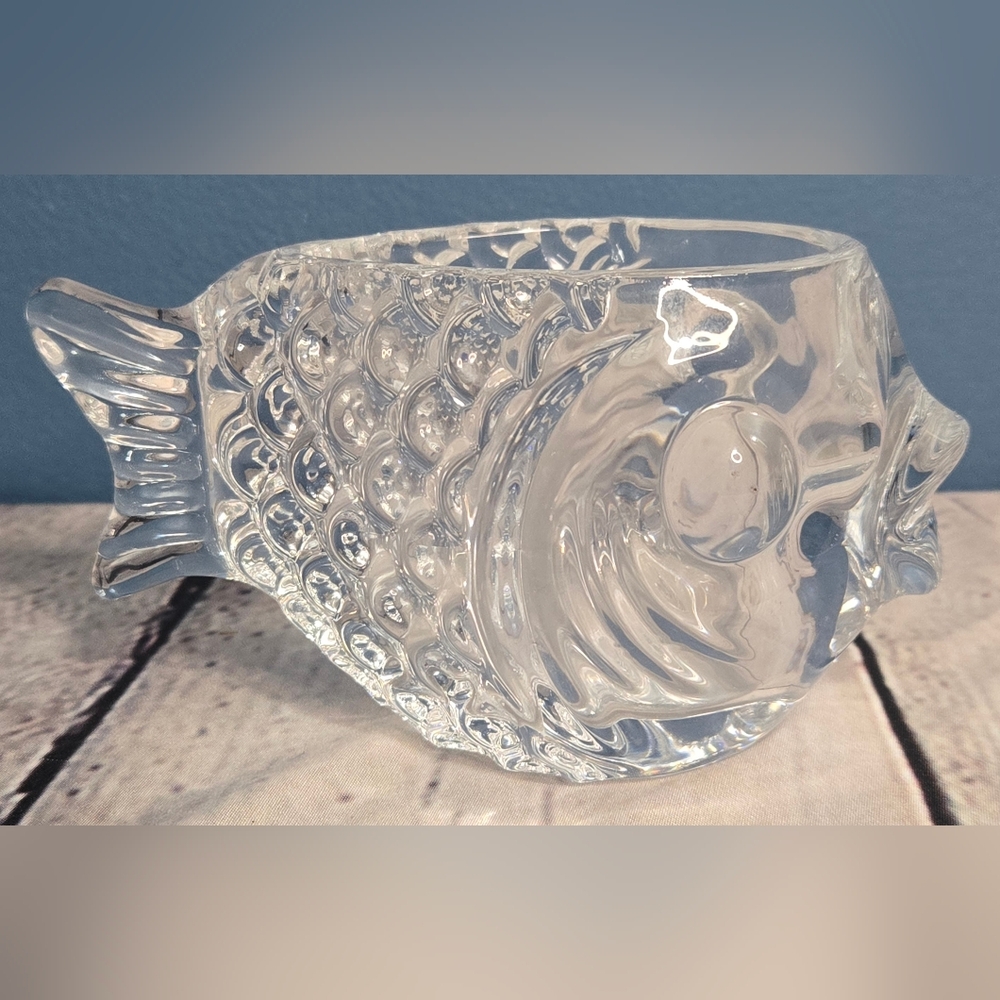 CrystalStudio Clear Crystal Puffer Fish Votive Holder Bowl Candy Dish